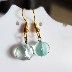 Gold Tone Hook Blue Glass Bead Dangle Earrings Tony Alexander Jewelry Artisan